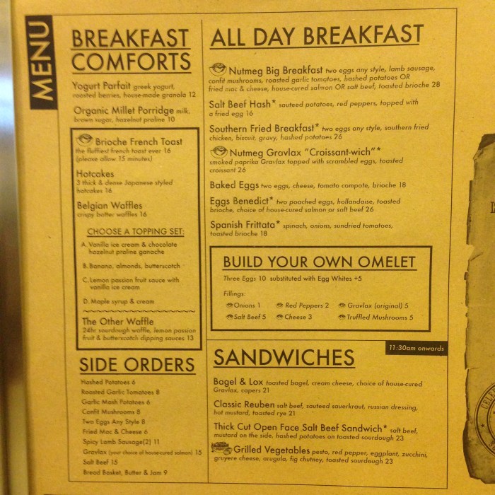 Nutmeg @ Bangsar Village 2 Menu